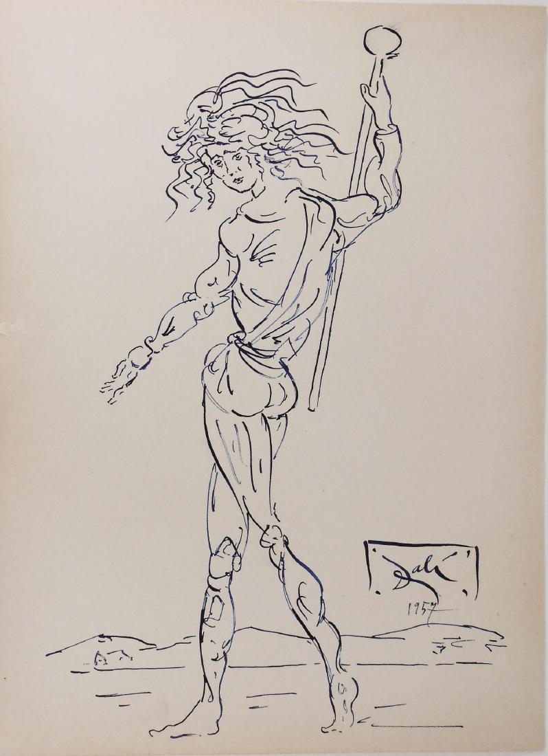 Salvador Dali (1904-1989) Blue Ink Drawing (1 of 2)
