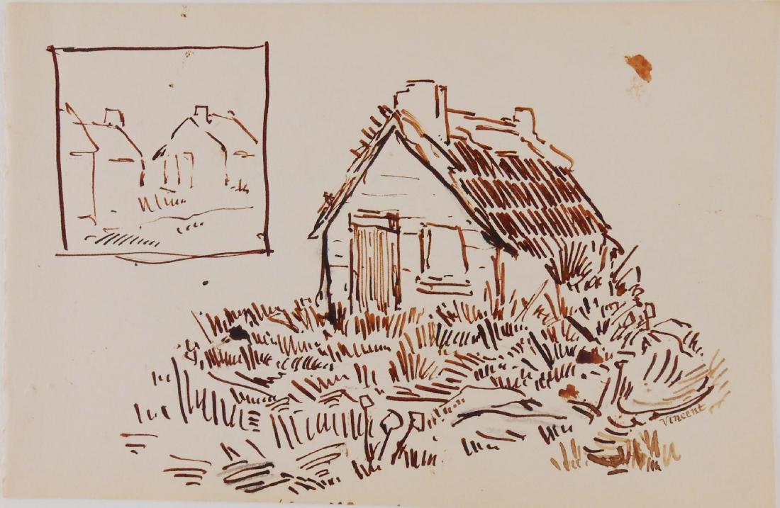 Vincent Van Gogh (1853-1890) Pen & Ink Drawing (1 of 2)