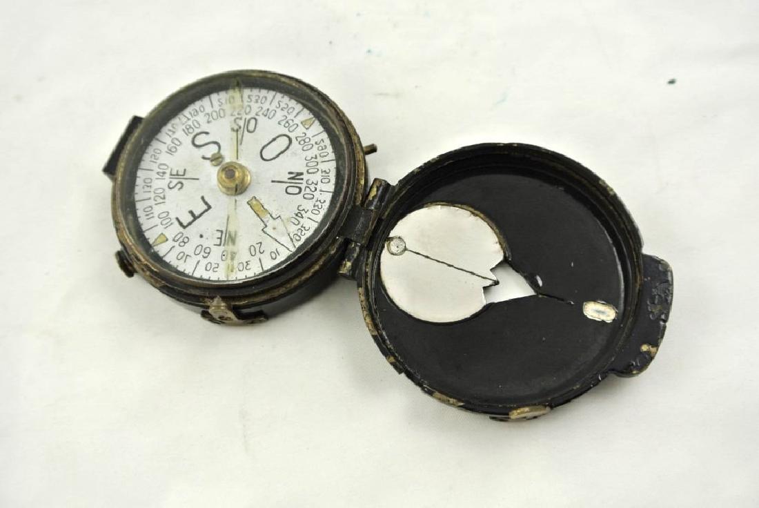 Antique Prismatic Compass: Antique compass with hinged lid. Case marked E. A. and numbered C 0678. 2 1/2 inches.
