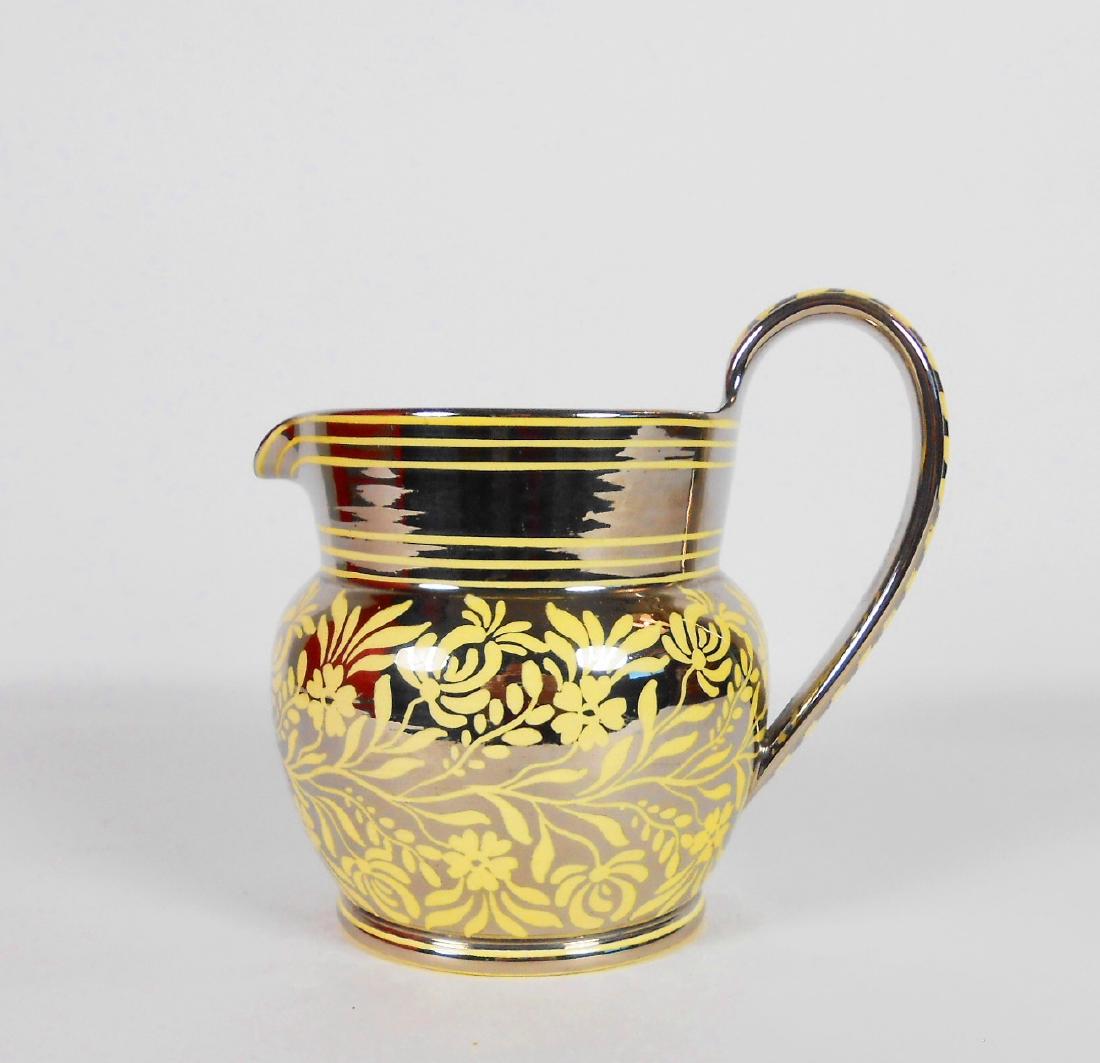 Wedgwood Lusterware Cream Jug: Wedgwood yellow lusterware cream jug. H. 5 1/2 inches. Very good condition.