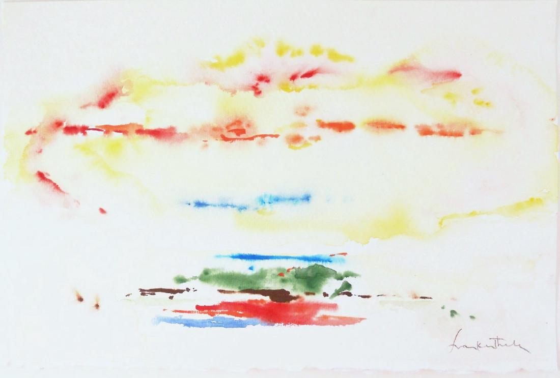 Helen Frankenthaler (1928-2011) Watercolor: Watercolor on heavy wove paper, untitled composition, attributed* to Helen Frankenthaler (1928-2011). Signed, lower right. 11 x 16 1/2 inches. Very good condition. Unframed for inspection and shipping