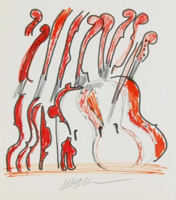 Fernandez Arman (1928-2005) Drawing: Colored markers on paper, study for a lithograph, by Fernandez Arman (1928-2005). Signed. 28 cm x 20 cm. Very good condition. Unframed for inspection and shipping. Provenance: Private collection, Fran