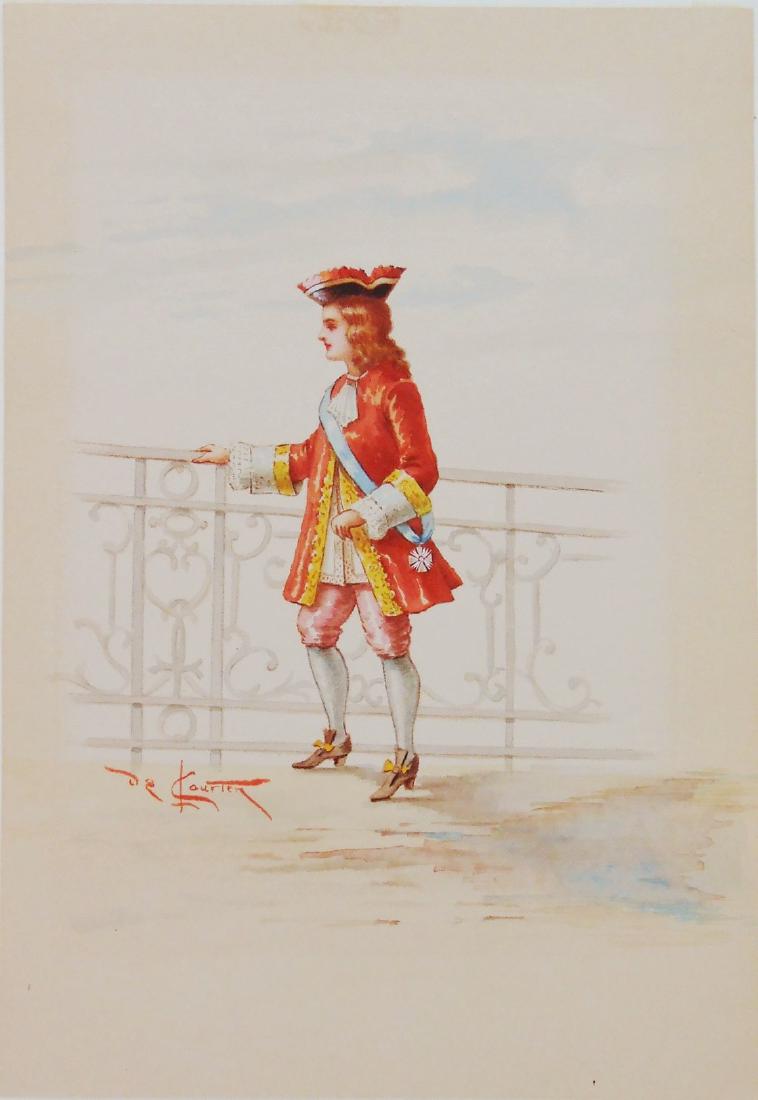 Lodovico De Courten Watercolor: Original watercolor of a nobleman by Lodovico de Courten (Italian, 19th century). 7 7/8 x 5 1/2 inches. Very good condition. Unframed for shipping.