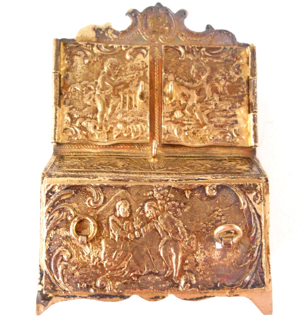 Miniature Sterling Silver & Gilt Secretaire (1 of 4)