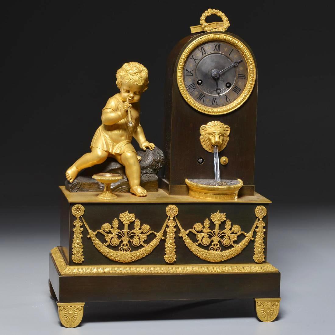 Charles X Bronze Fountain Mantel Clock (1 of 6)