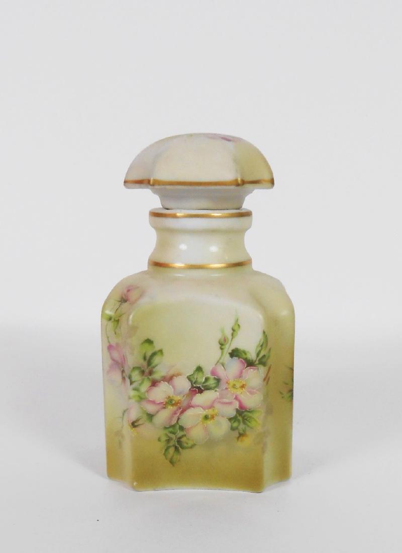 Vintage Nippon Perfume Bottle: Nippon hand painted porcelain perfume bottle. Very good condition. H. 5 inches.