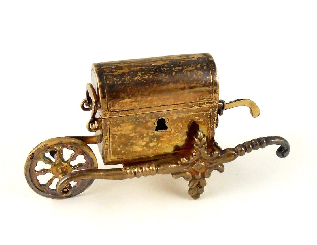 Miniature Sterling Silver & Gilt Rolling Chest (1 of 2)
