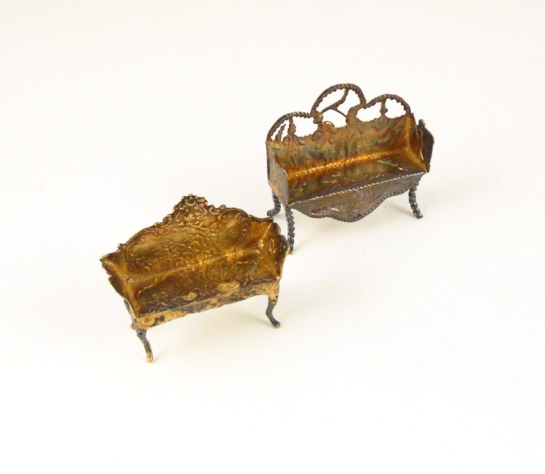 Two Miniature Sterling Silver & Gilt Settees (1 of 2)