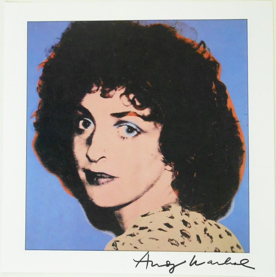 Andy Warhol (1928-1987) Signed Print: Andy Warhol (1928-1987) 70's portrait print, signed. 8 3/8 x 8 3/8 inches. Excellent condition. Unframed for auction inspection and shipping.THIS LOT IS BEING OFFERED WITH NO RESERVENote: The signatur