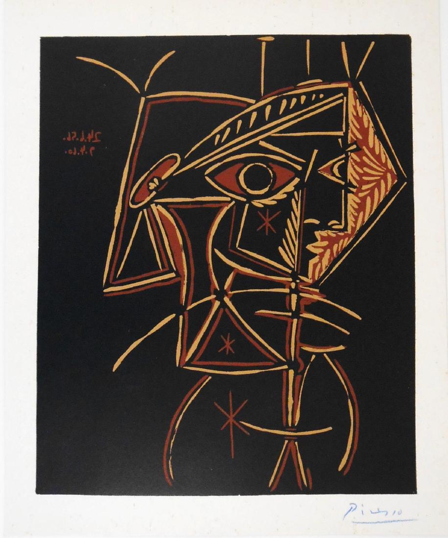 Pablo Picasso (1881-1973) Linocut: Facsimile color linoleum cut, Abrams edition, 1962, after the original by Pablo Picasso (1881-1973), created under the direction of the artist using the original linocut prints produced by Galerie Lou