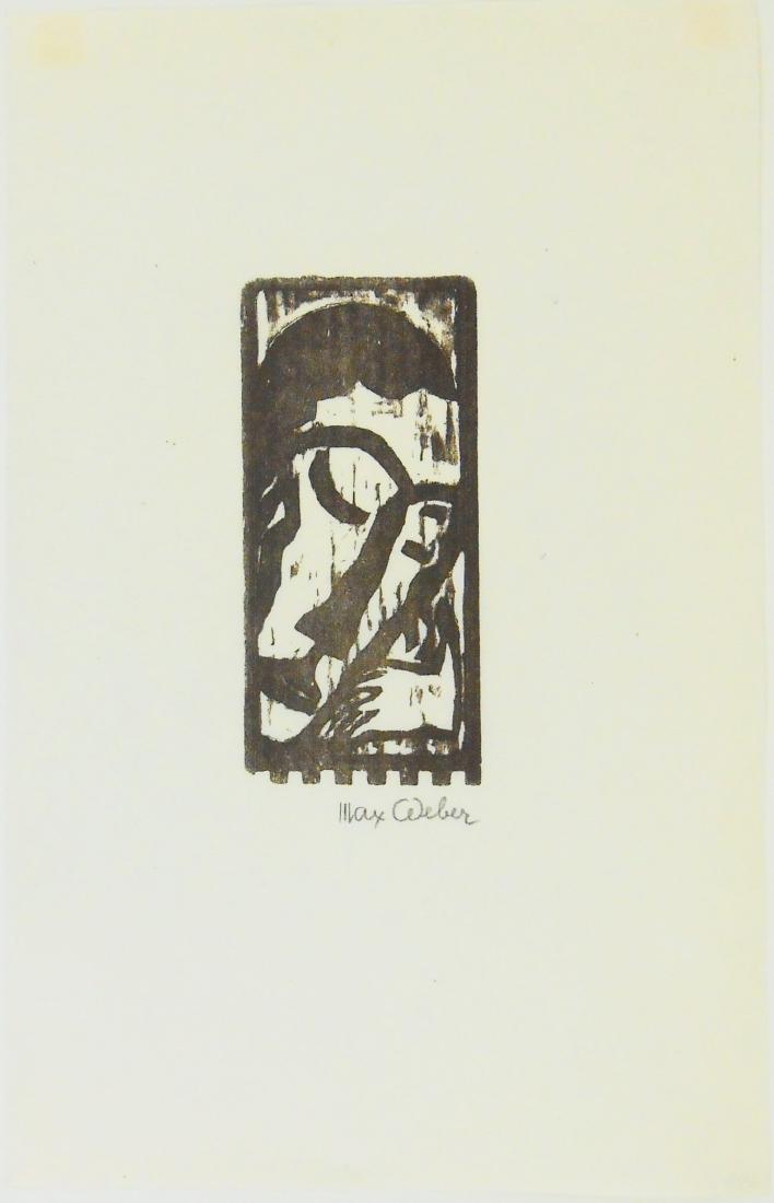 Max Weber (1881-1961) Signed Woodblock Print: Pencil signed woodblock print, circa 1950s, by Max Weber (1881-1961). Rice paper. 9 3/4 x 6 1/4 inches. Very good condition. Unframed for inspection and shipping.Provenance: Property from an extensive