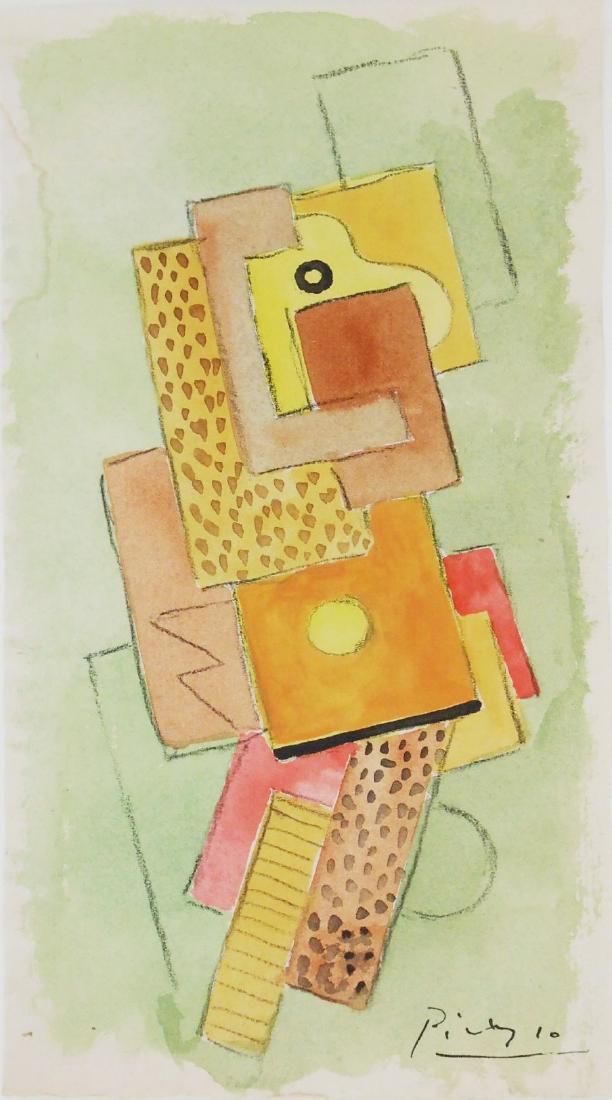 Pablo Picasso (1881-1973) Cubist Watercolor (1 of 2)