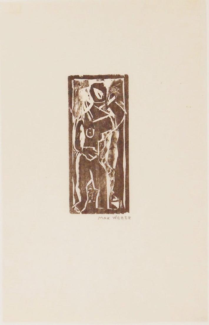 Max Weber (1881-1961) Signed Woodcut: Woodcut by Max Weber (1881-1961), pencil signed lower right. Limited edition, circa 1950's. Edition size unknown. Sheet size: 9 3/4 x 6 1/4 inches. Excellent condition. Unframed.