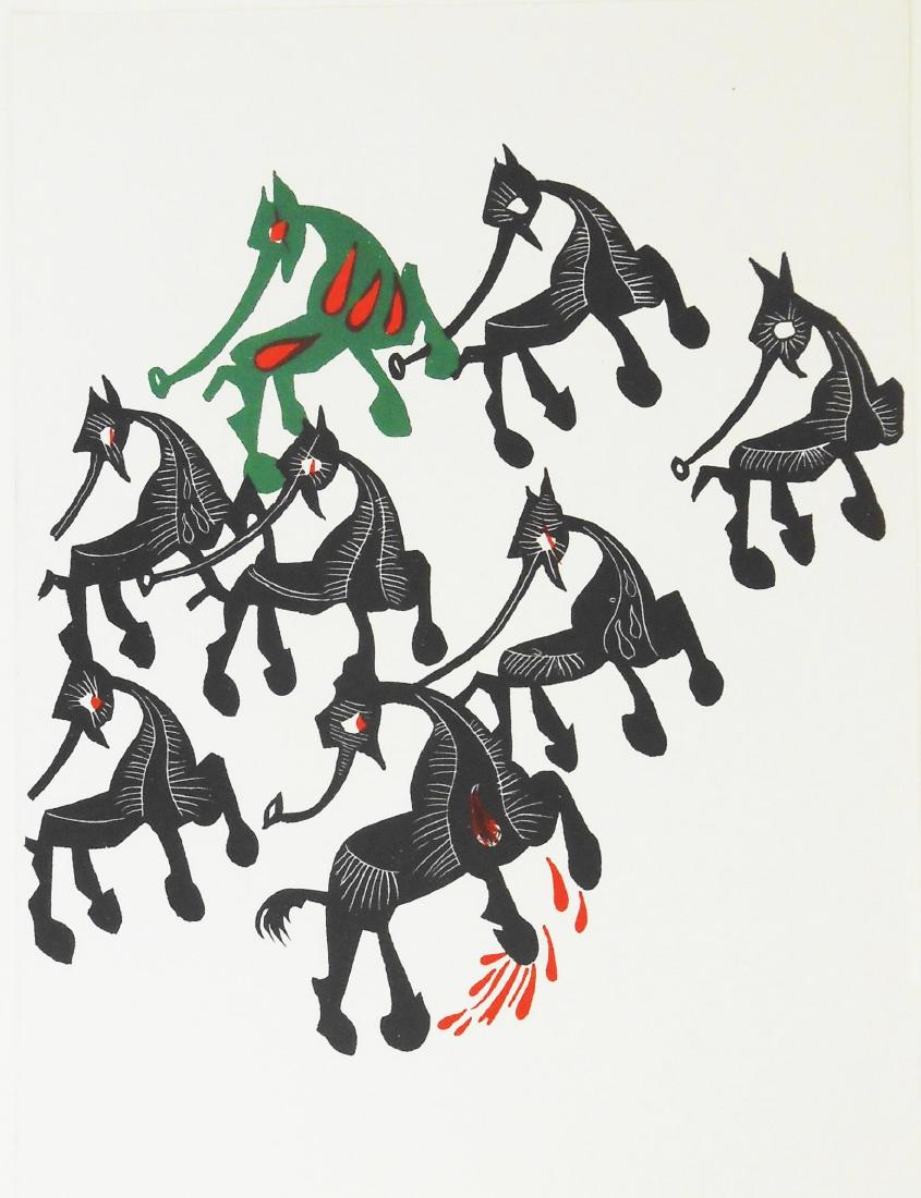 Jean Lurcat (1892-1966) Color Lithograph: Original lithograph,"Hippomoustique de l'Amazone," by Jean Lurcat. Unsigned, as published in this edition. From the suite, Geographie Animale, first printed in 1948. 12 3/8 x 9 inches. Excellent condi