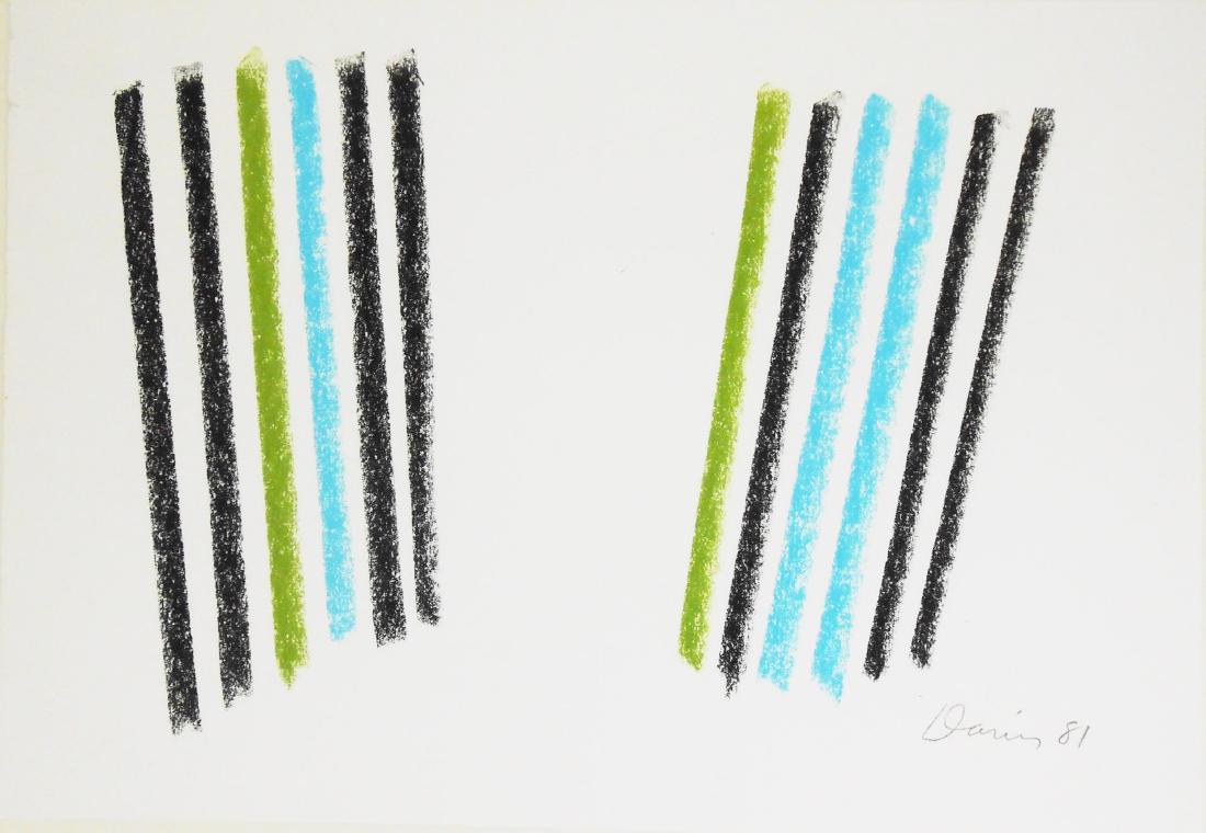 Gene Davis (1920-1985) Pastel On Paper: Pastel on fine wove drawing paper, vertical stripes, pencil signed and dated* (Gene Davis, 1920-1985). 12 1/2 x 18 inches. Very good condition. Has been removed from its frame for inspection and shipp