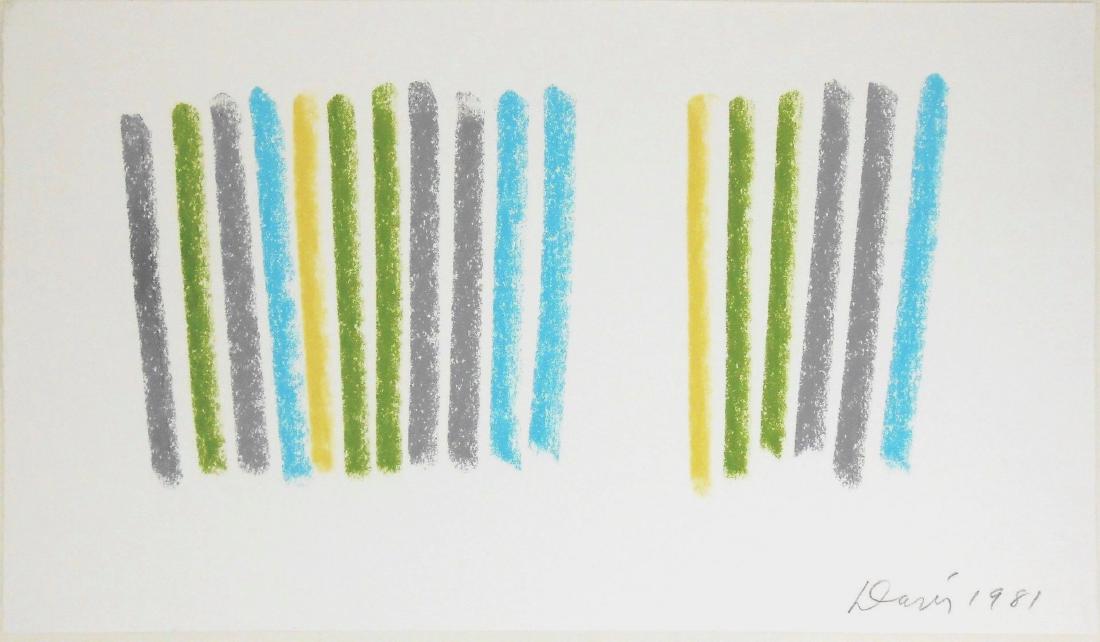 Gene Davis (1920-1985) Pastel On Paper: Pastel on fine wove drawing paper, vertical stripes, pencil signed and dated* (Gene Davis, 1920-1985). 10 1/2 x 18 inches. Very good condition. Has been removed from its frame for inspection and shipp