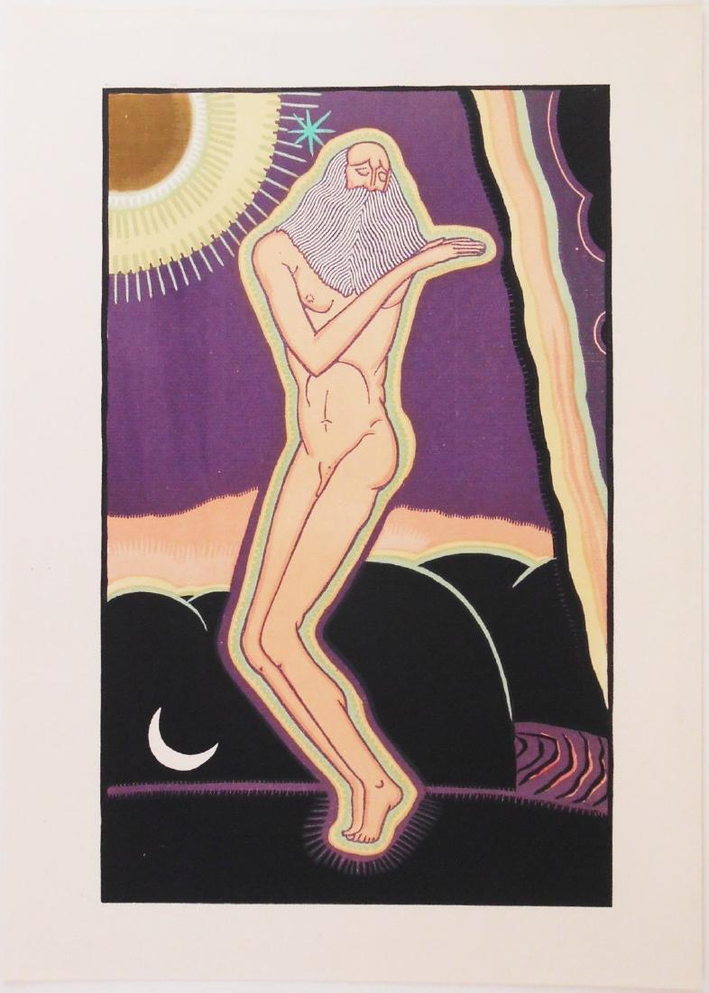 Valenti Angelo (1897-1982) Color Lithograph: Original color lithograph on fine laid paper, biblical figure, by Valenti Angelo (1897-1982). Unsigned. 14 1/4 x 10 1/8 inches. Very good condition. Fresh, bright colors. Unframed for inspection and p