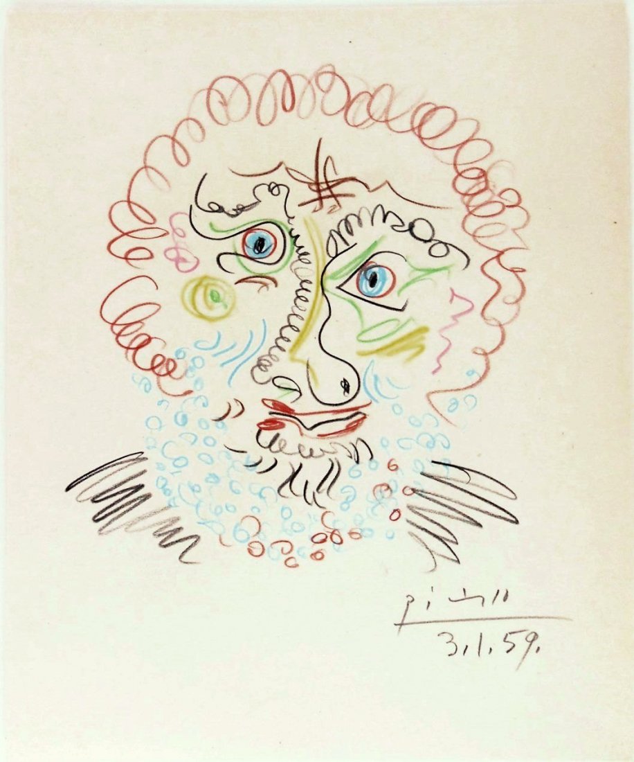 Pablo Picasso (1881-1973) Colored Pencil Drawing (1 of 1)