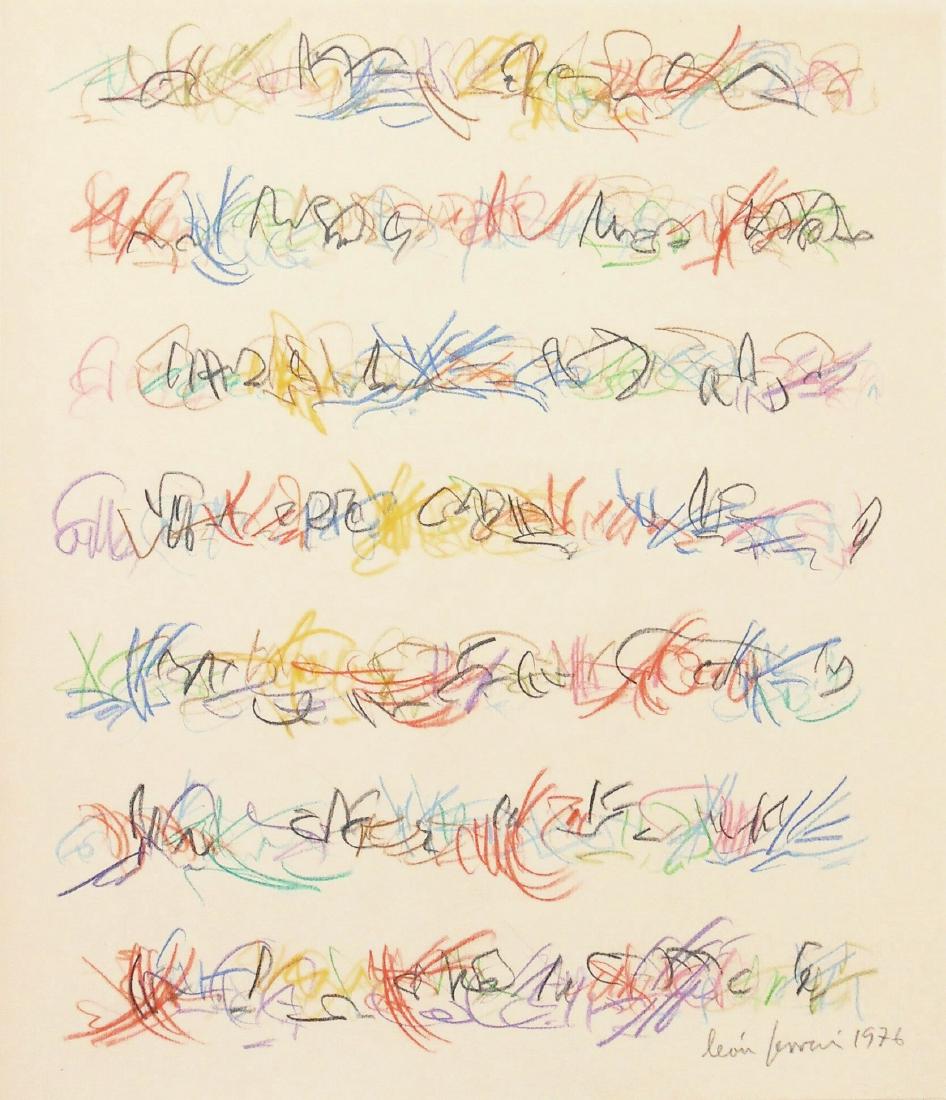 Leon Ferrari (1920-2013) Colored Pencil On Paper: Colored pencil (or Conte crayon) on fine laid paper, untitled abstract, pencil signed* (Leon Ferrari, 1920-2013). Dated 1976. 12 5/8 x 10 7/8 inches. Excellent condition. Has been removed from frame f