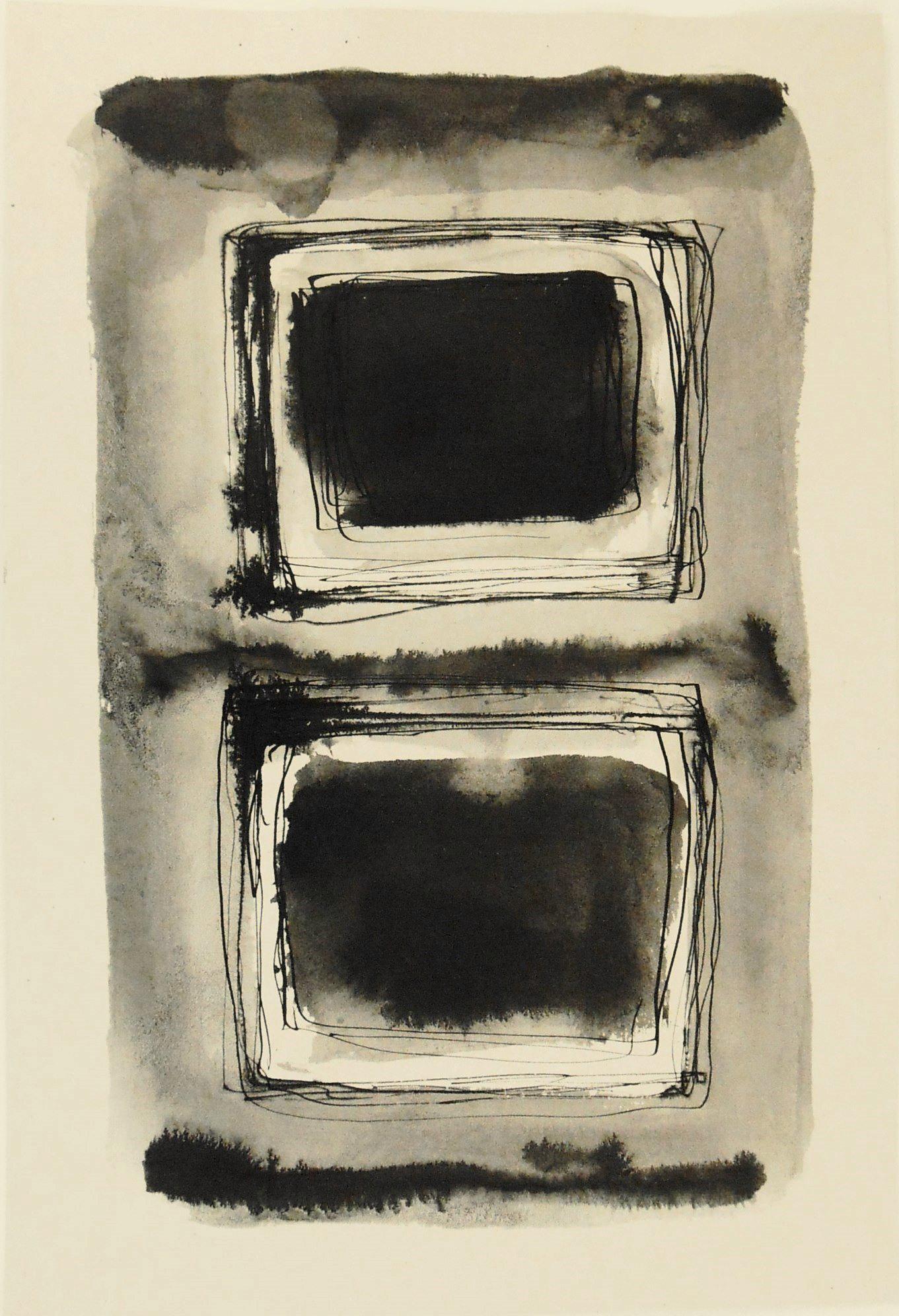 Mark Rothko (1903-1970) Ink & Wash: Black ink and wash on heavy wove paper, untitled abstract, unsigned* (Mark Rothko, 1903-1970). 13 7/8 x 9 3/8 inches. Unframed for inspection and shipping. Sold without frame.Provenance: According to
