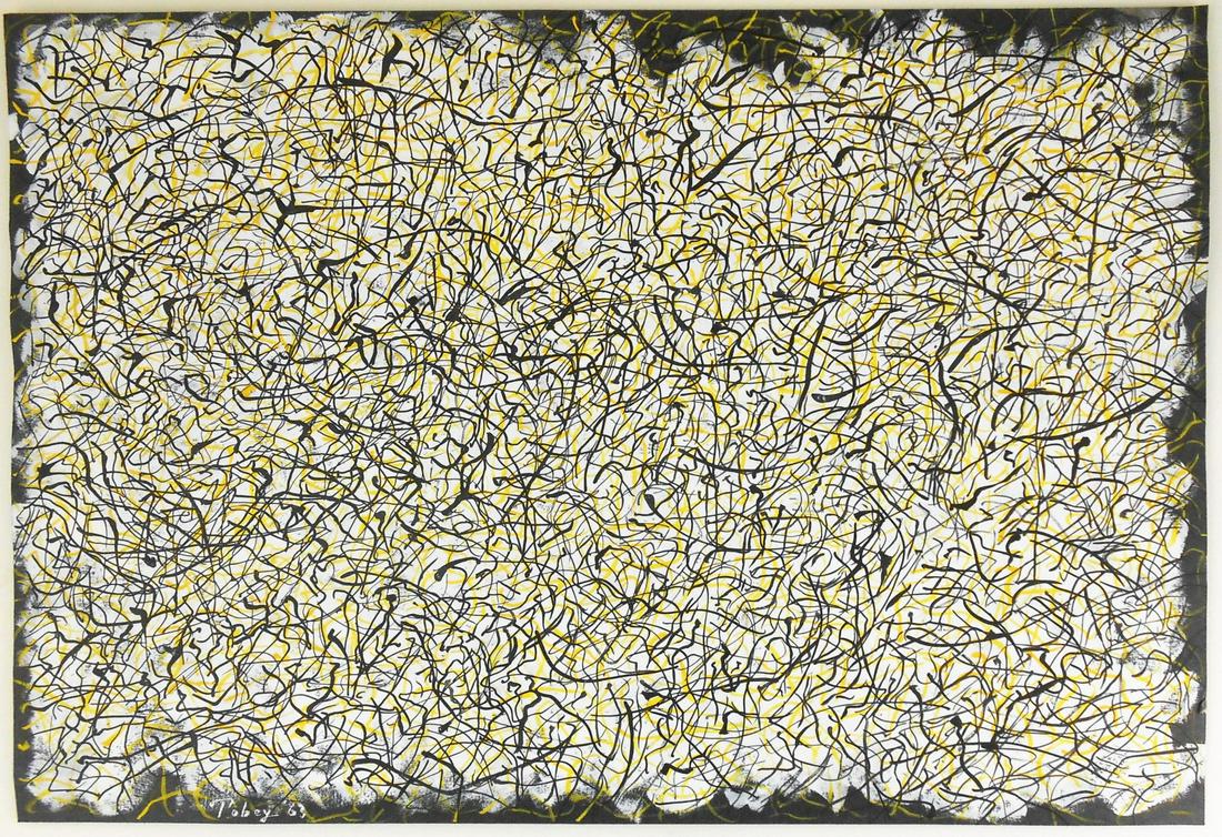 Mark Tobey (1890-1976) Gouache On Black Paper (1 of 2)