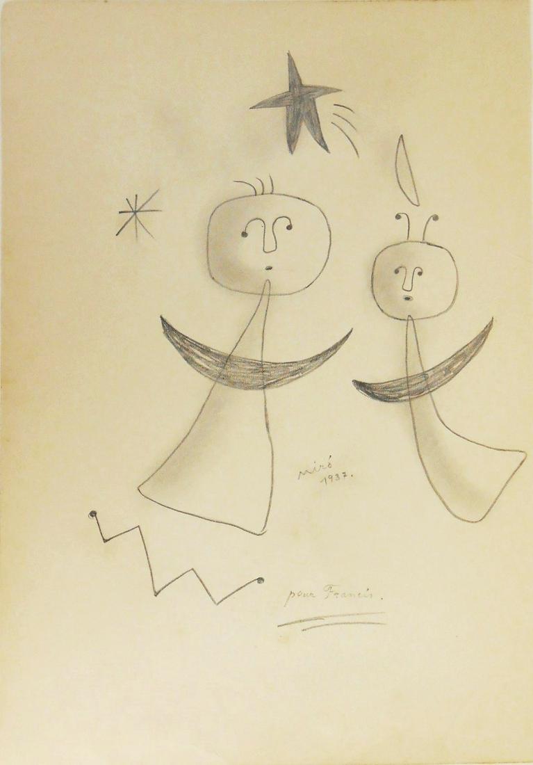 Joan Miro (1893-1983) Graphite Drawing, 1937 (1 of 2)