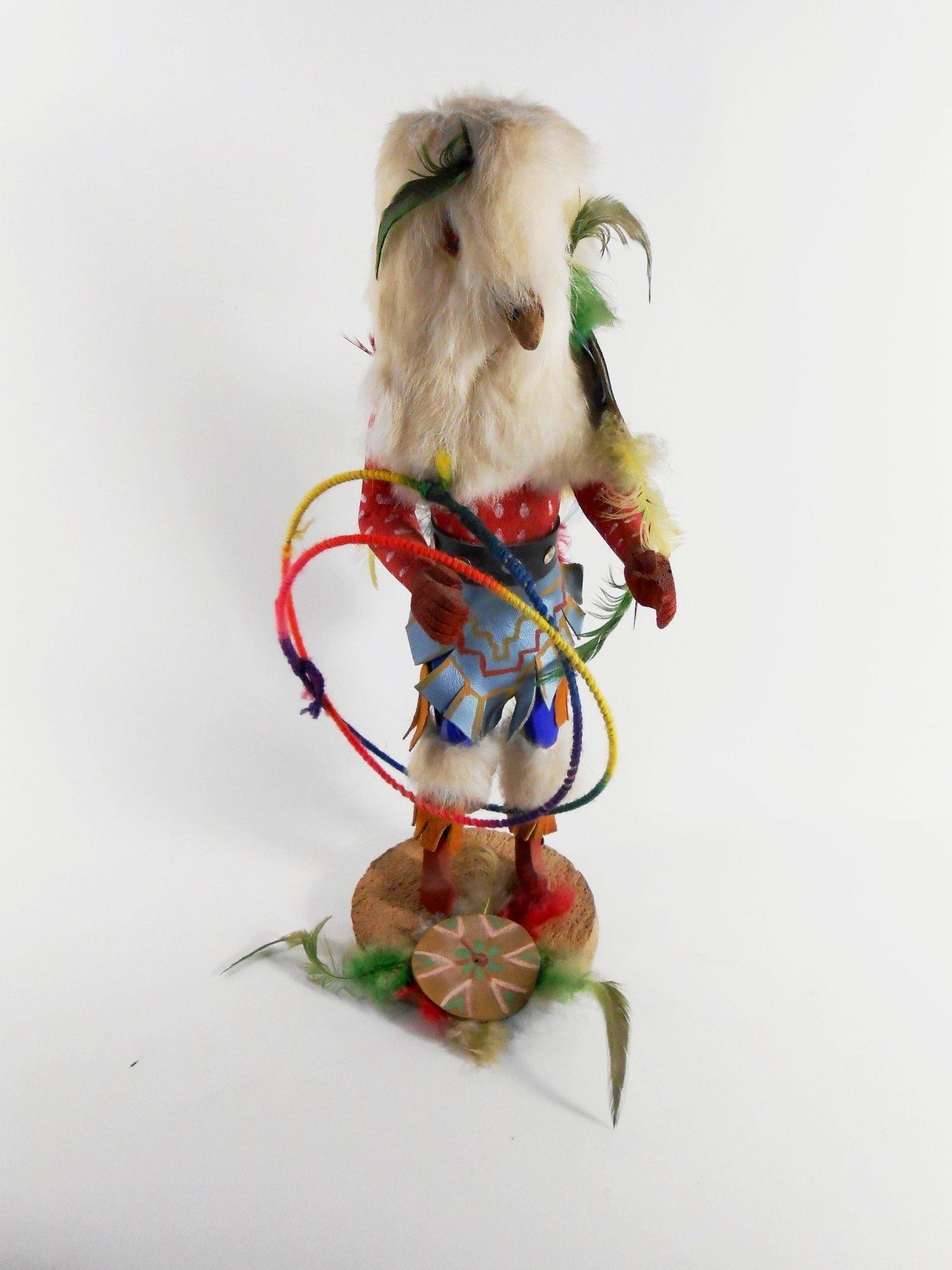 Native American Kachina Doll, Hoop Dancer: Native American Kachina doll, Hoop Dancer. Signed and titled on base. H. 16 inches. Provenance: Property of a prominent Dallas ethnographica collector