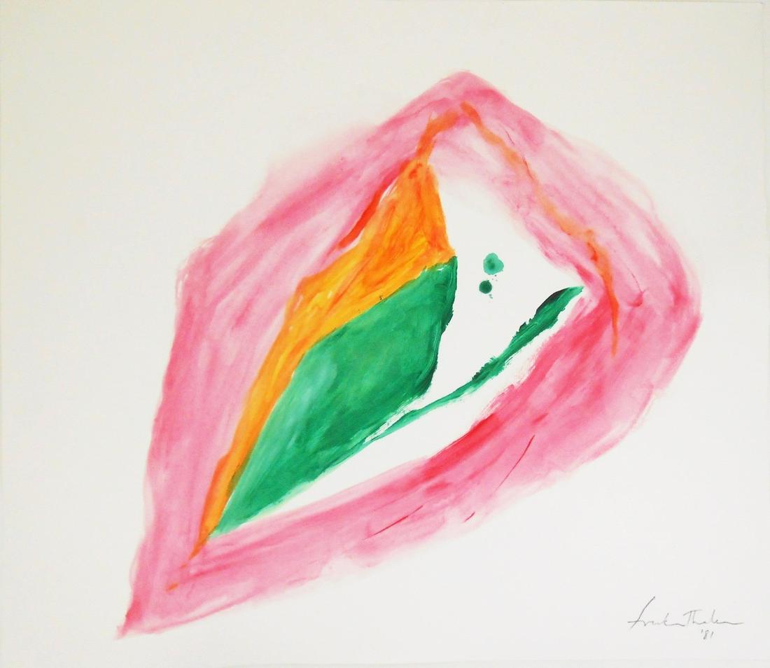 Helen Frankenthaler (1928-2011) Acrylic On Paper: Acrylic on medium weight white wove paper, untitled abstract, pencil signed* and dated '81 (Helen Frankenthaler, 1928-2011). 17 7/8 x 20 1/2 inches. Very good condition. Unframed for inspection and po