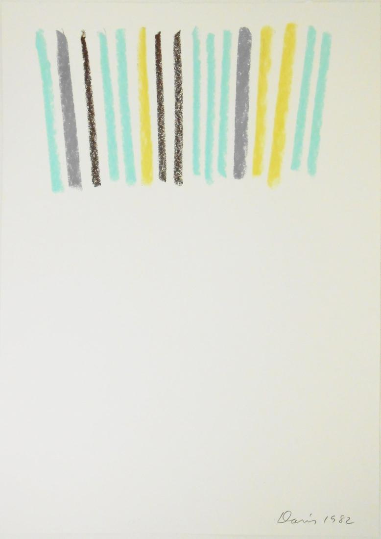 Gene Davis (1920-1985) Pastel On Paper: Pastel on fine wove drawing paper, vertical stripes, pencil signed and dated* (Gene Davis, 1920-1985). 20 1/4 x 14 5/8 inches. Very good condition. Has been removed from its frame for inspection and s