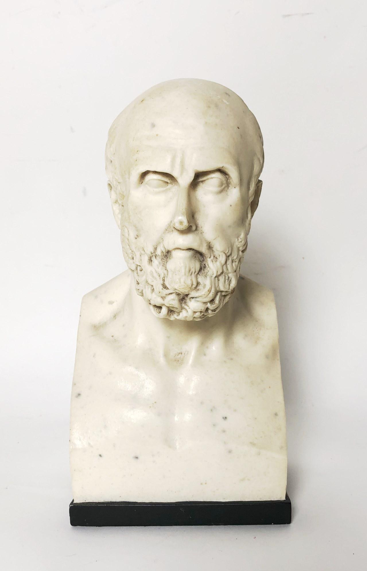 Bust Of Aristotle (384-322 BC): White composite bust of Aristotle, circa 20th century. Excellent condition. H. 7 1/2 inches