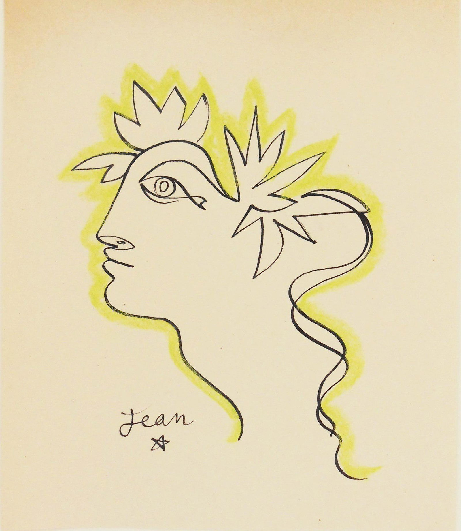 Jean Cocteau (1889-1963) Ink & Chalk Drawing (1 of 2)