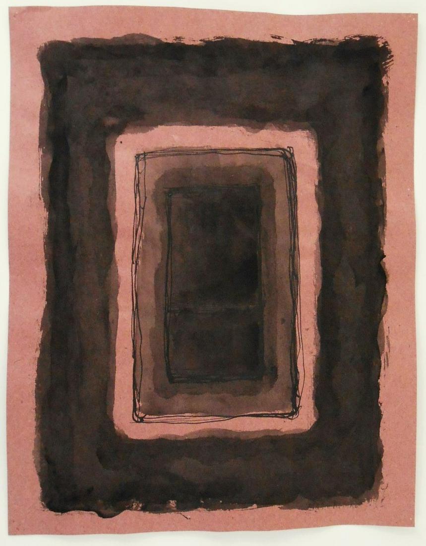 Mark Rothko (1903-1970) Ink & Wash Drawing: Black ink and wash drawing on colored construction paper, untitled composition, signed* (Mark Rothko, 1903-1970). 13 1/8 x 10 3/8 inches. Very good condition, paper is slightly cockled in areas. Unfra