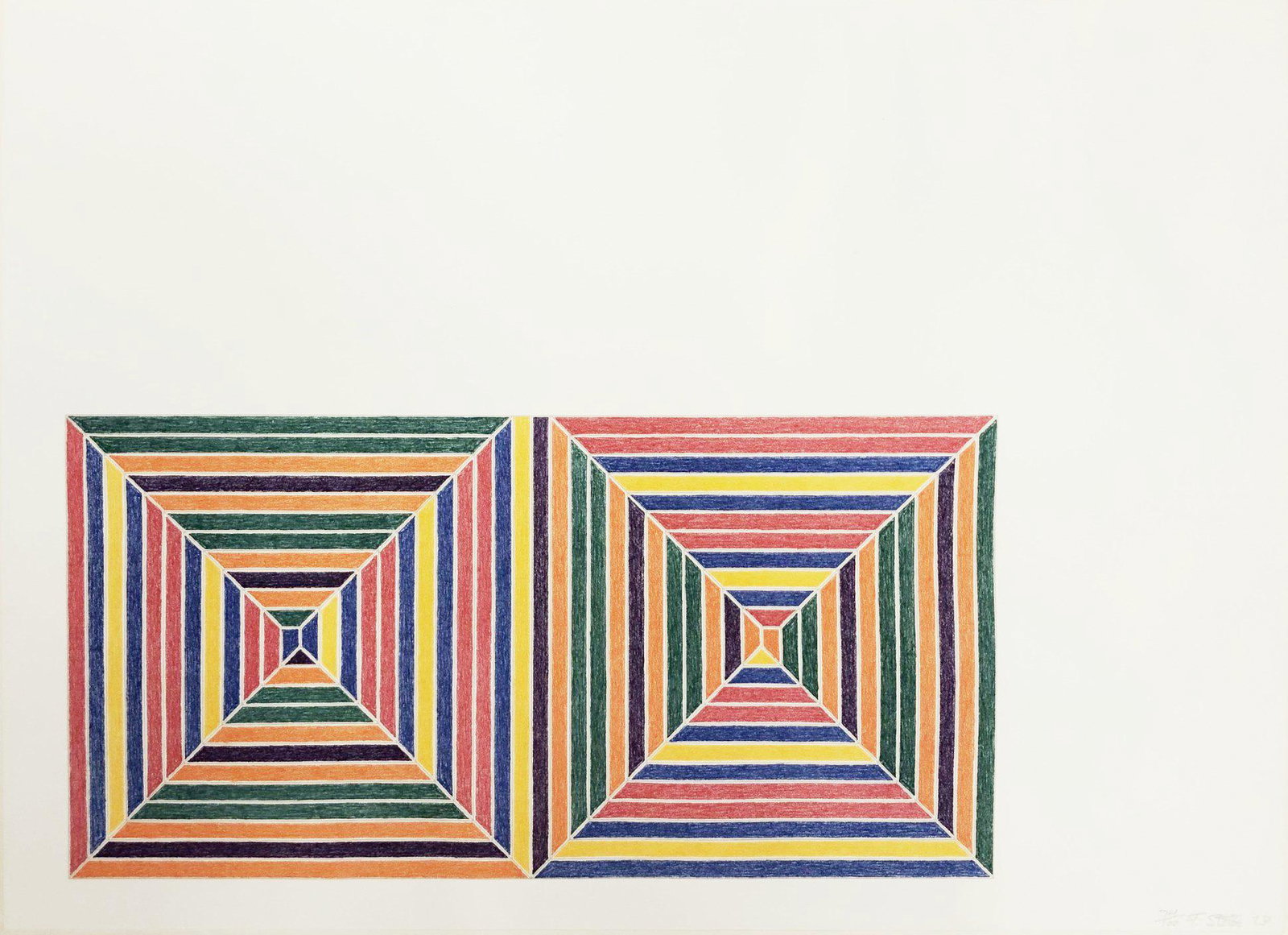 Frank Stella Lithograph, Les Indes Galantes, 1973: Original color lithograph, Les Indes Galantes, by Frank Stella (b. 1936). 1973 edition of 100. Pencil signed and numbered, lower right. Full margins. Sheet dimensions: 16 x 22 inches. Paper is cockled