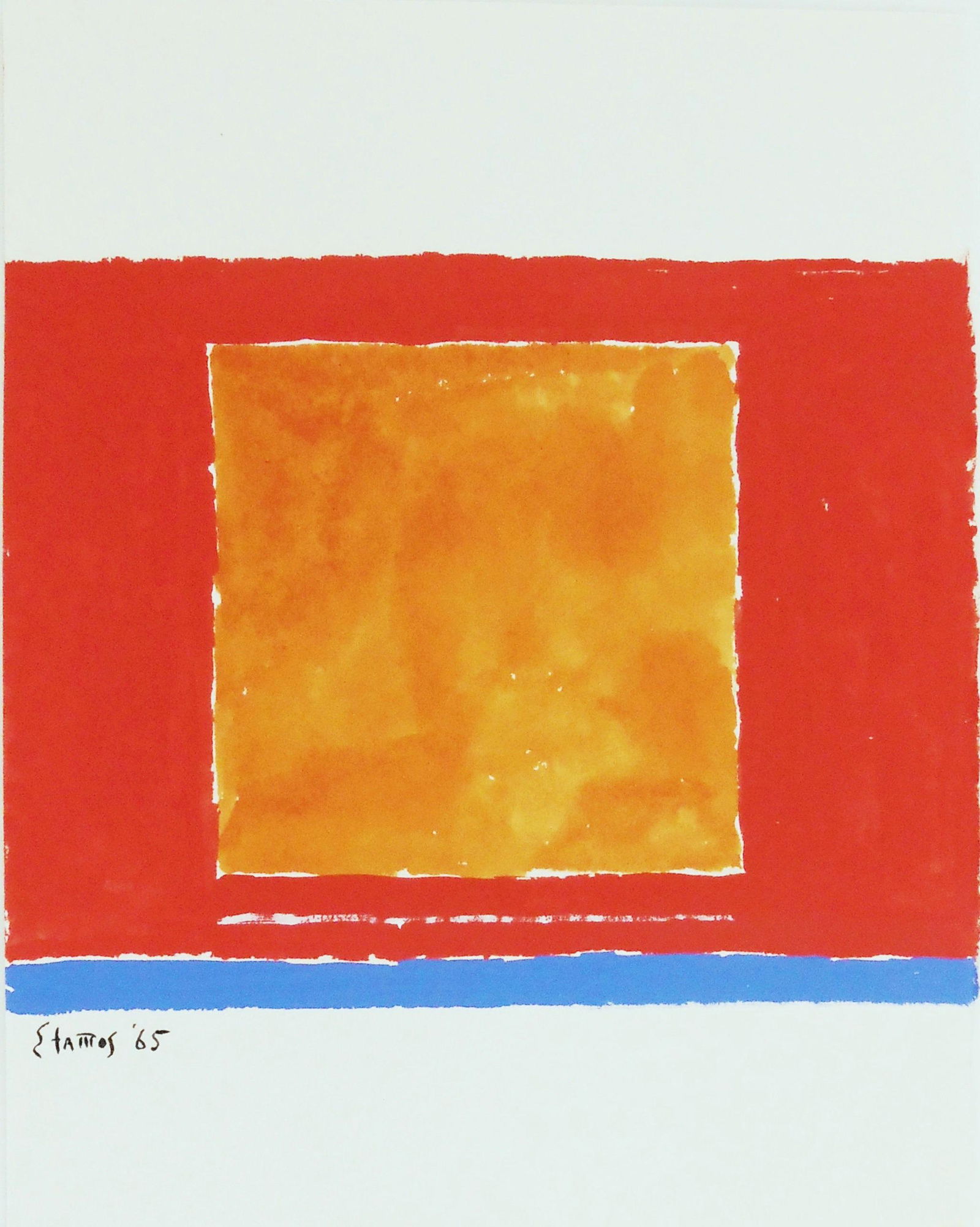 Theodoros Stamos (1922-1997) Gouache: Gouache and watercolor on heavy wove paper, Aegean sun box, signed* (Theodoros Stamos, 1922-1997). Dated '65. 9 1/4 x 7 1/4 inches. Very good condition, having no visible damage or repairs. Unframed f