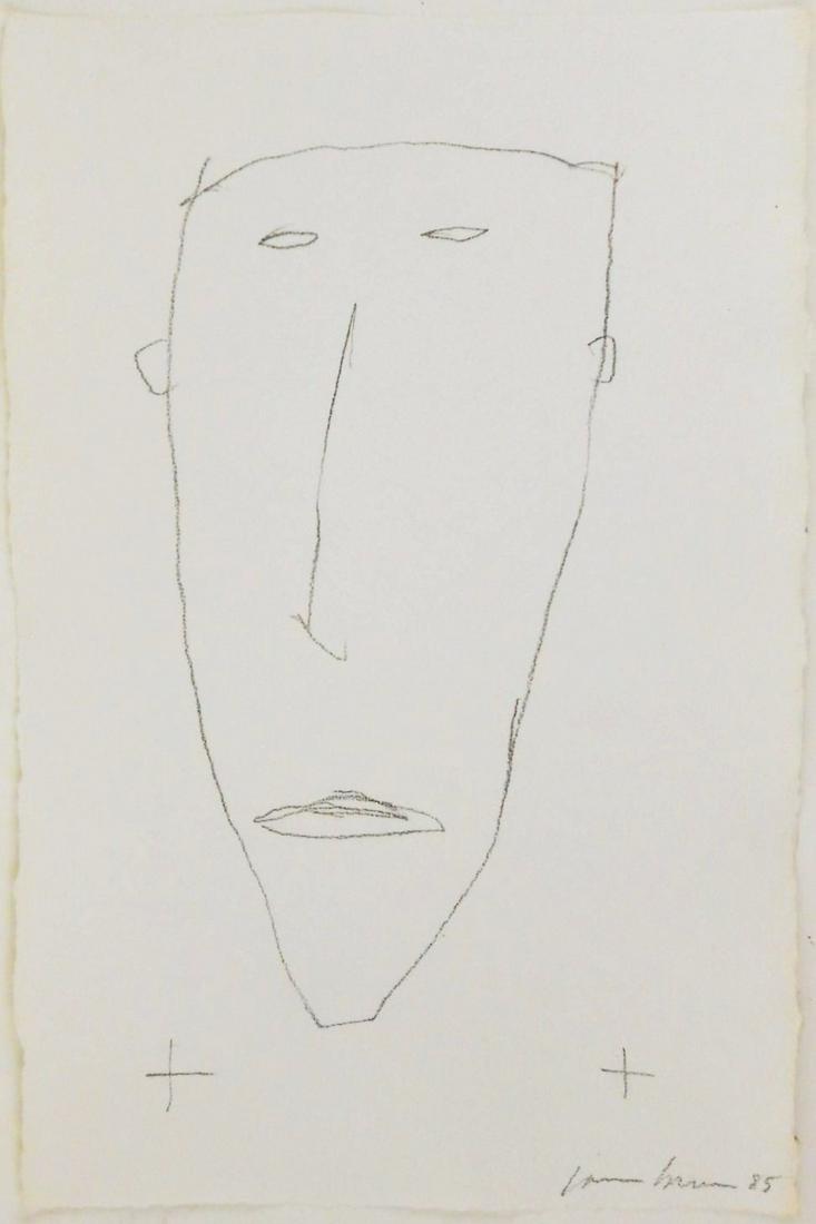 James Brown (1951-2020) Pencil Drawing: Pencil drawing on handmade wove paper, untitled portrait of a man, signed* (James Brown, 1951-2020). Dated '85. 11 3/4 x 7 1/2 inches. Excellent condition. Unframed for inspection and shipping. Sold u