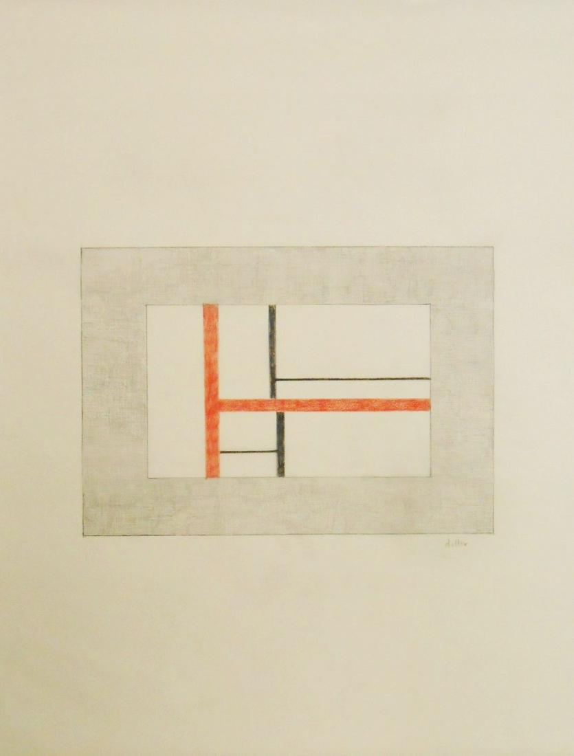 Burgoyne Diller (1906-1965) Geometric Drawing: Graphite and colored pencil drawing on tracing paper, untitled abstract, signed* (Burgoyne Diller, 1906-1965). 24 x 18 7/8 inches. Very good condition overall, some slight even toning to the tracing p
