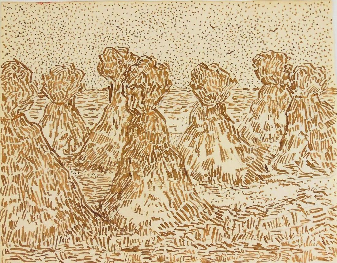 Vincent Van Gogh (1853-1890) Pen & Ink Drawing (1 of 2)