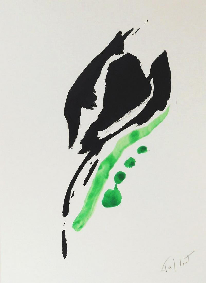 Pierre Tal-Coat (1905-1985) Watercolor: Watercolor with black ink on heavy wove paper, untitled composition, pencil signed* (Pierre Tal-Coat, 1905-1985). 15 1/8 x 11 inches. Excellent condition. Unframed for inspection and shipping. Sold un