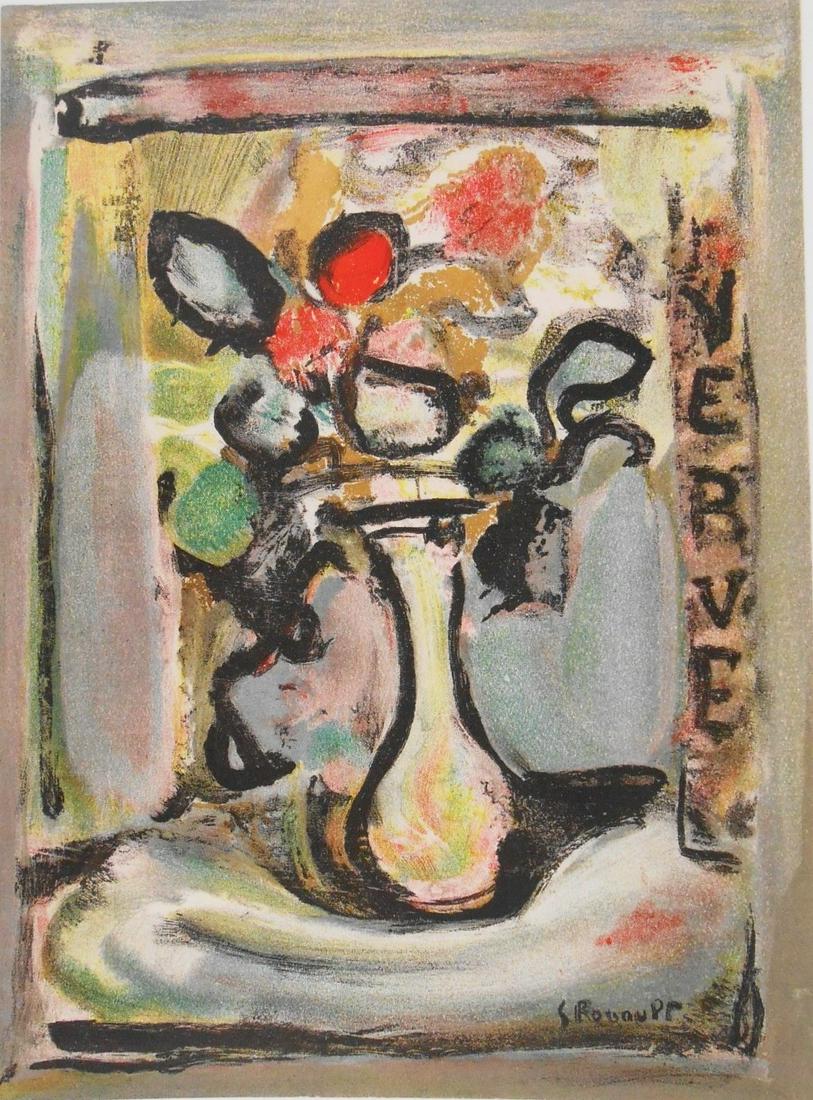 Georges Rouault (1871-1958) Color Lithograph: Original color lithograph by Georges Rouault (1871-1958). Created for the cover of Verve (Paris). 14 x 9 5/8 inches. Very good condition. Unframed.