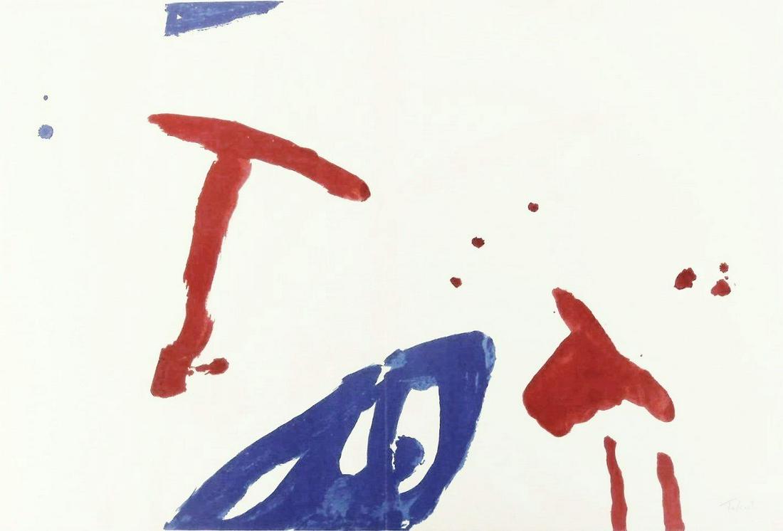 Pierre Tal-Coat (1905-1985) Color Lithograph: Color lithograph by Pierre Tal-Coat (1905-1985). Untitled, center folding double folio. Pencil signed.* 15 x 22 inches. Created for and published in Derriere Le Miroir, 1962. Excellent condition. Unfr