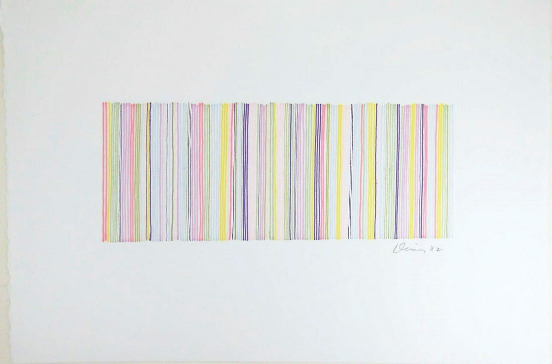 Gene Davis (1920-1985) Ink Drawing On Paper: Colored ink drawing on wove paper, untitled linear composition, pencil signed* (Gene Davis, 1920-1985). Dated 1982. 15 1/4 x 22 1/4 inches. Very good condition. Unframed for inspection and shipping. S