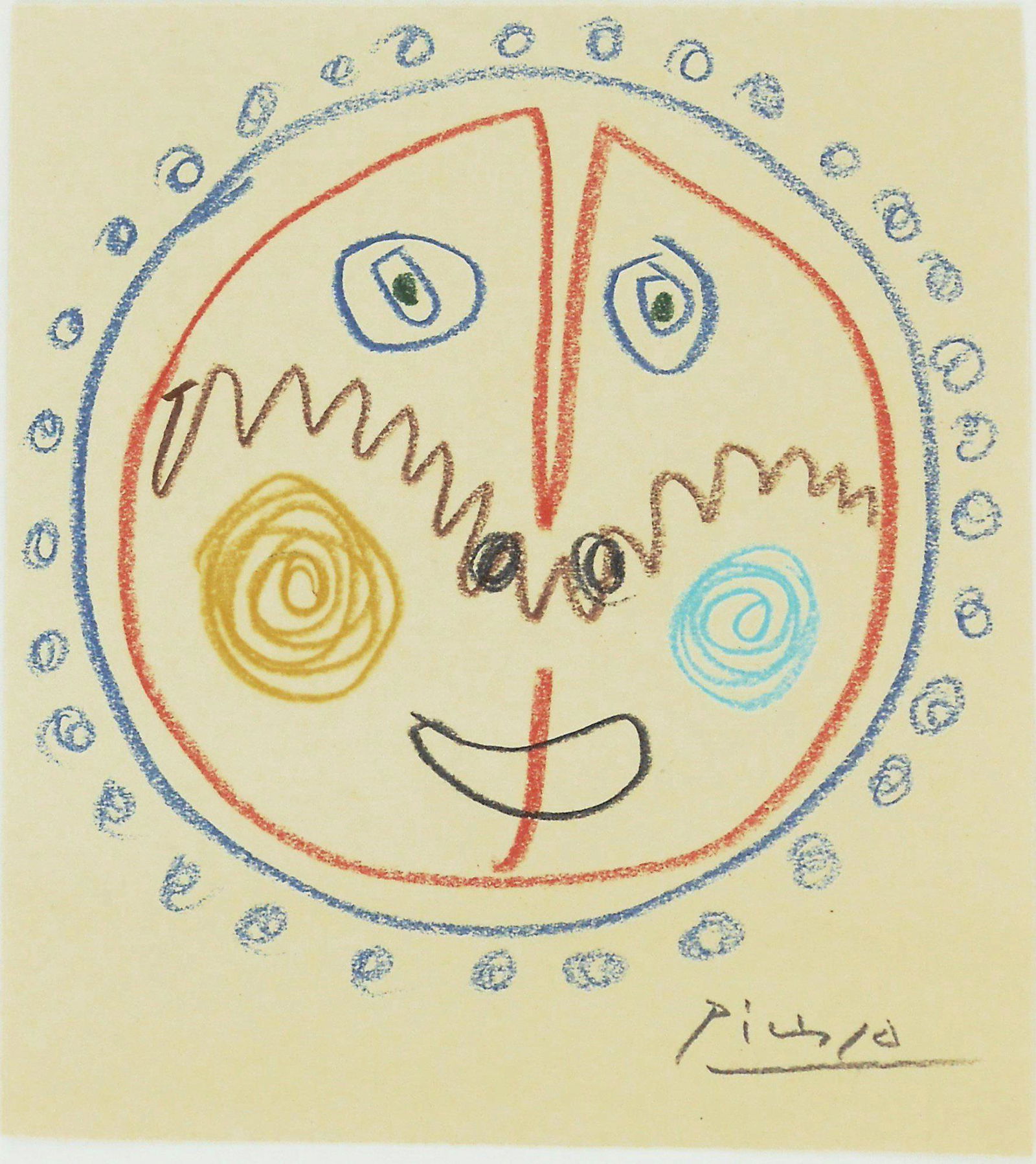 Pablo Picasso (1881-1973) Colored Pencil Drawing (1 of 2)