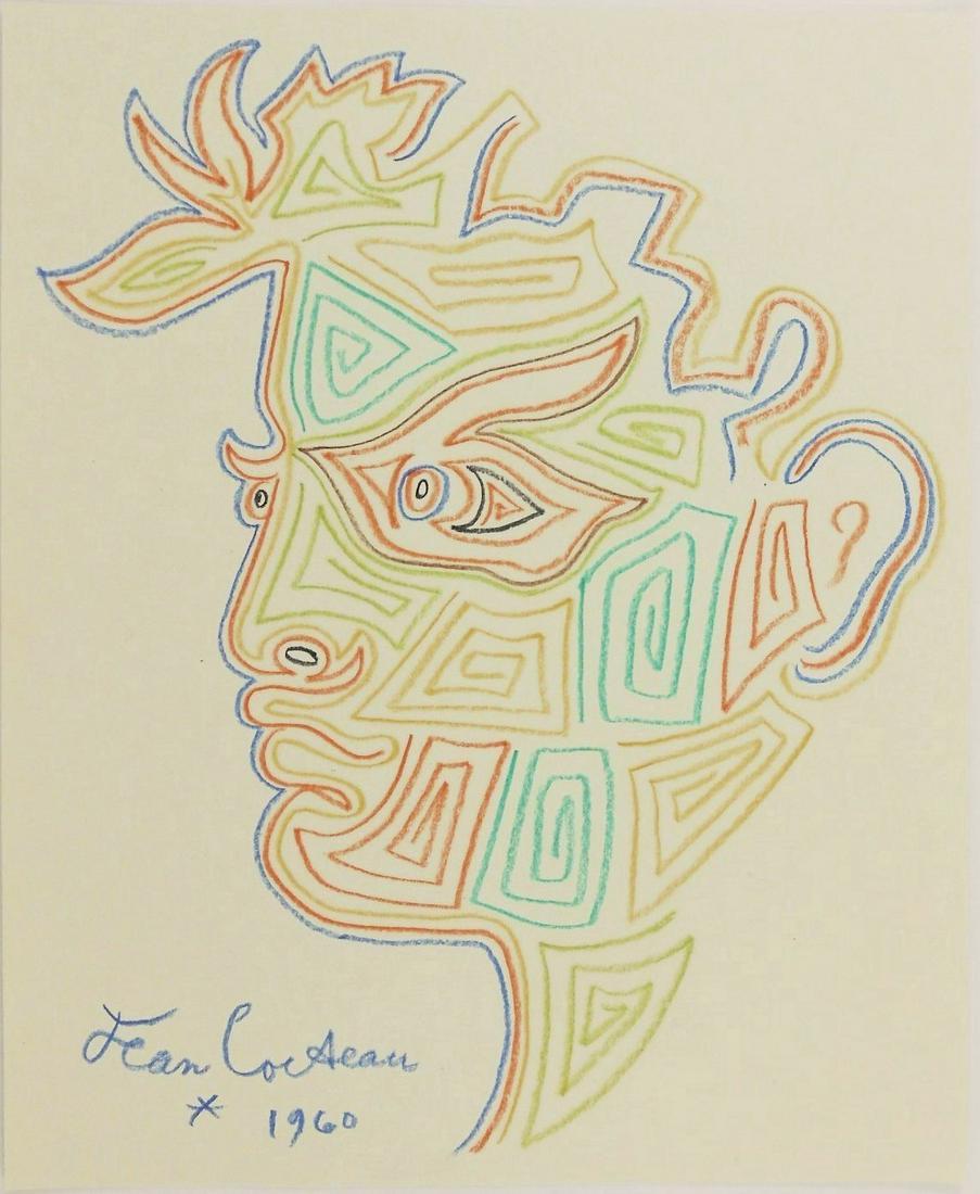 Jean Cocteau (1889-1963) Colored Pencil Drawing (1 of 2)