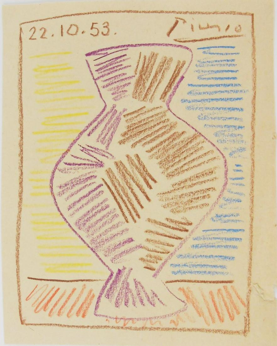 Pablo Picasso (1881-1973) Colored Pencil Drawing (1 of 2)