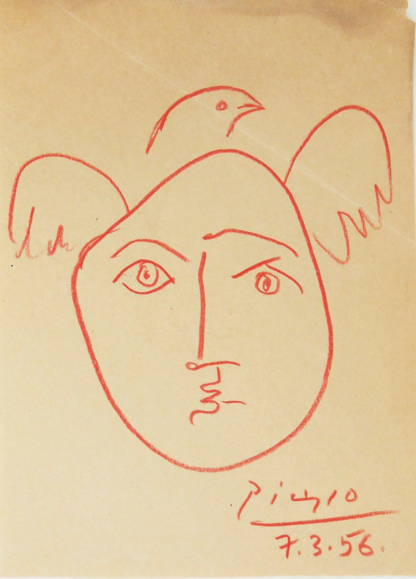Pablo Picasso (1881-1973) Colored Pencil Drawing (1 of 2)