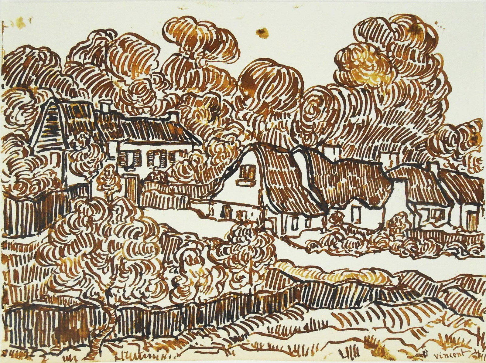 Vincent Van Gogh (1853-1890) Ink Drawing On Paper (1 of 2)