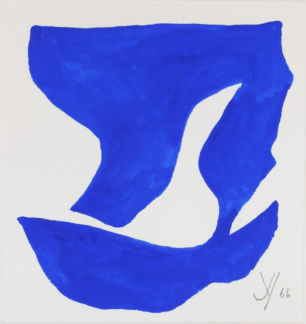 Jack Youngerman (1926-2020) Blue Gouache On Paper (1 of 2)