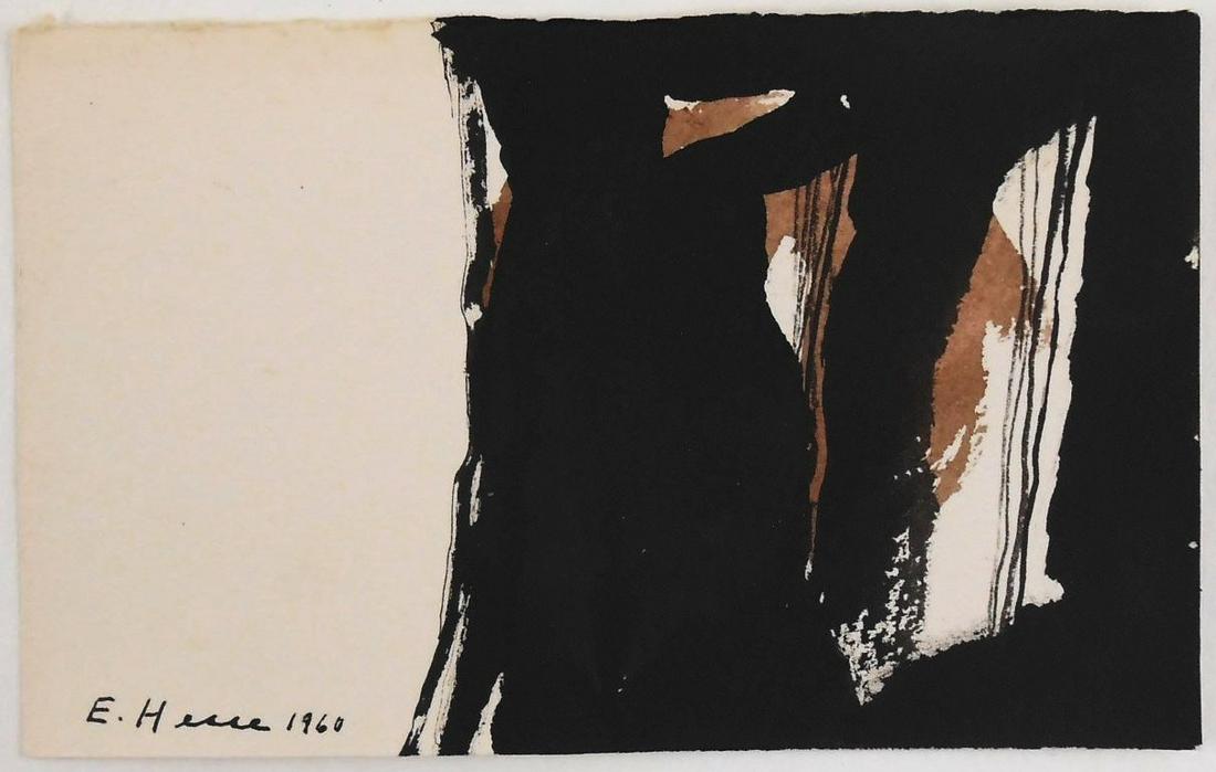 Eva Hesse (1936-1970) Black & Brown Ink On Paper (1 of 2)