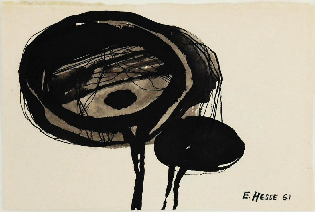Eva Hesse (1936-1970) Black Ink & Wash On Paper (1 of 2)