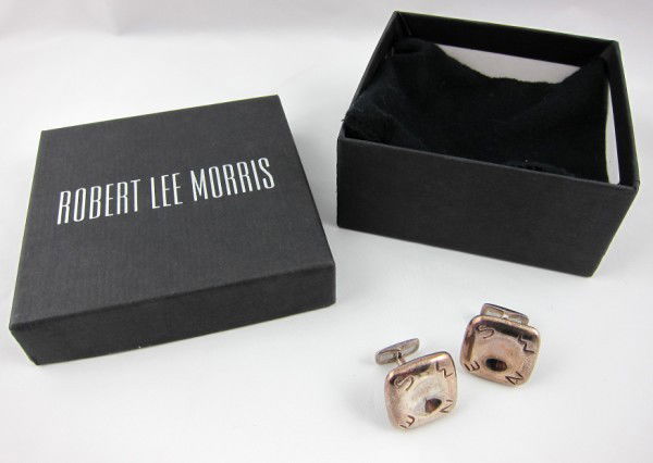 Sterling Silver Compass-Form Cufflinks: Designed by Robert Lee Morris and stamped RLM 925. A gift to the present owner by Gene Moore. Gene Moore (1910-1998) was vice-president of window display at Tiffany & Co. and is widely considered to b